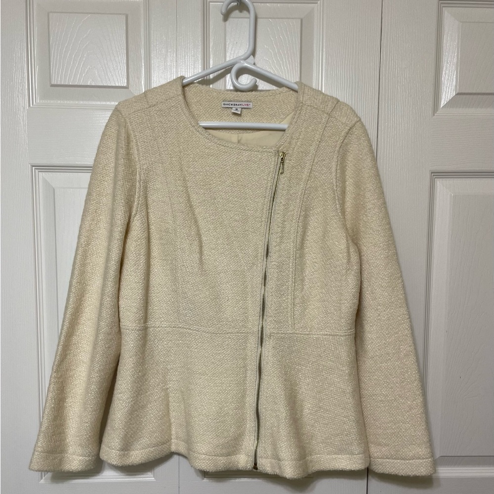 Isaac Mizrahi Textured Cream Jacket